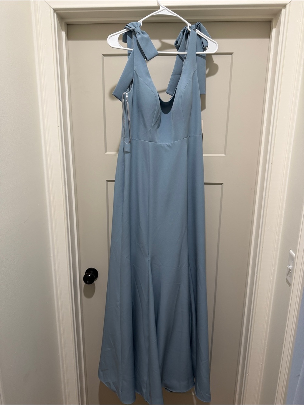 Revelry Dusty Blue Tie-Shoulder Maxi Dress